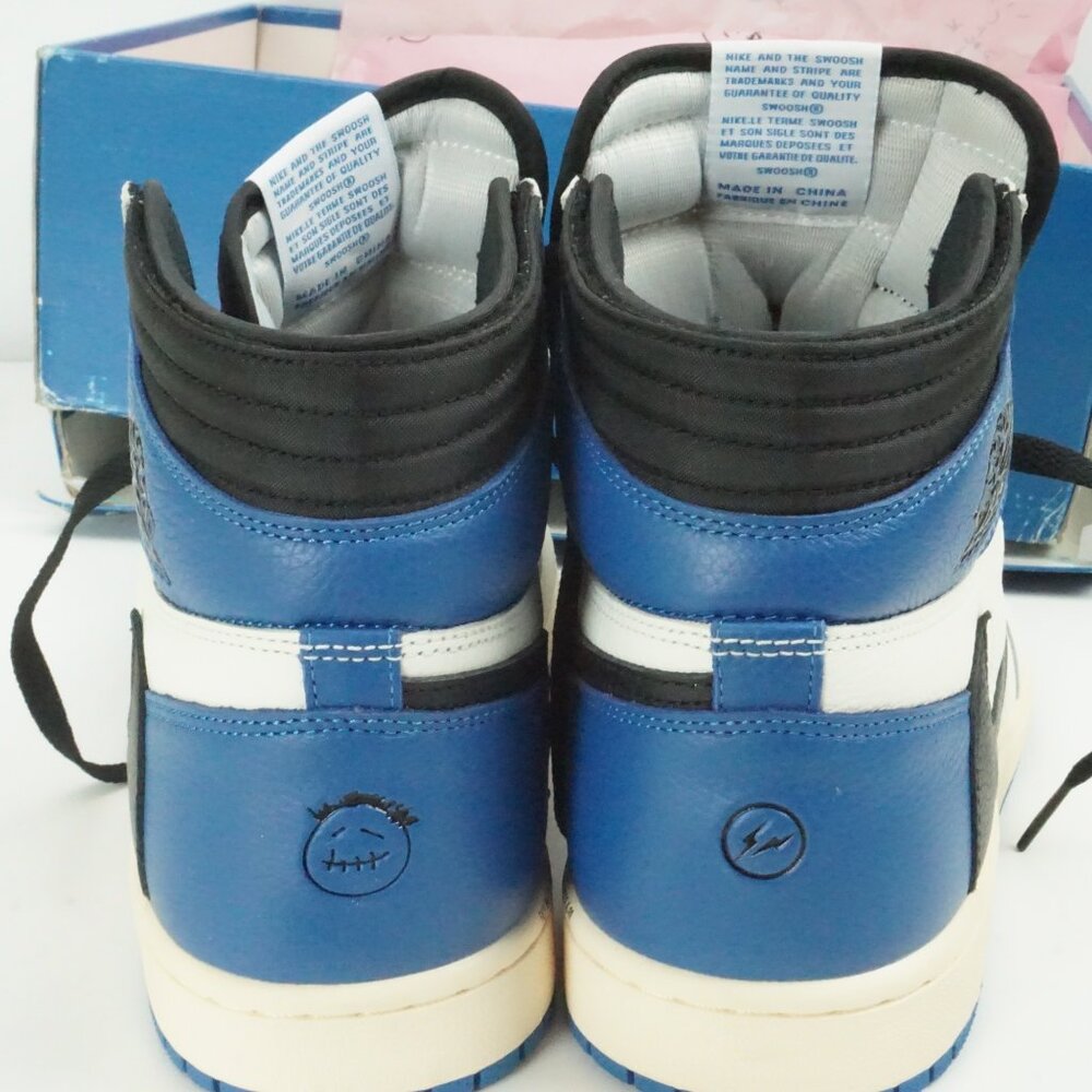 Nike Air Jordan 1 Blue White Travis Hiroshi Cactus Fragment High Shoes Sz 10.5 - Picture 6 of 13